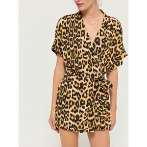 Urban Outfitters Leopard Zoe Side-Tie Wrap Romper